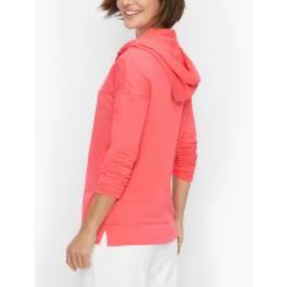 T by Talbots Tops - T by Talbots XL Coral Pink Cotton Spandex V-Neck Pullover Hoodie Sweatshirt